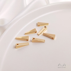 14K包金保色diy配件立體三角形邊孔吊飾鎖骨項鍊耳環吊墜手工配飾