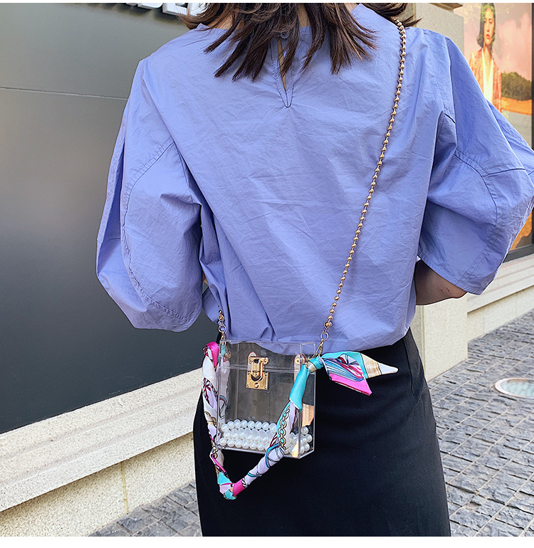 New Trendy Lock Silk Scarf Chain Fashion Single Shoulder Messenger Bag For Women display picture 6