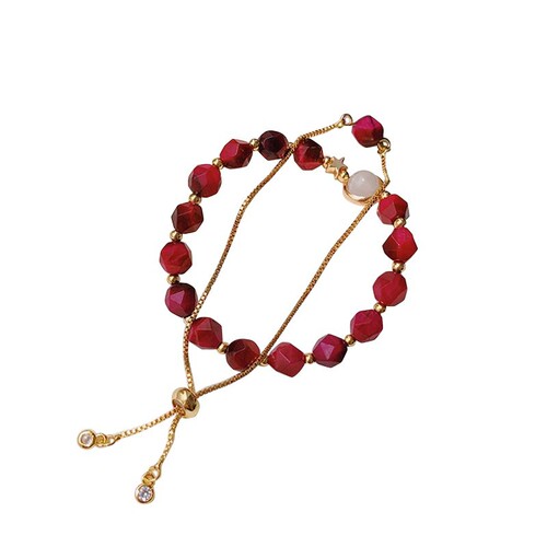 Fashion Tiger Eye Stone Bracelet Women's Korean Style Internet Popular Simple Personality Bracelet 2-Piece Set Adjustable Design Bangle