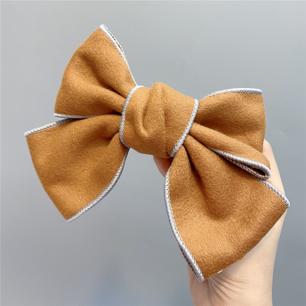 Flocking Woolen Fabric Big Bow Hairpin display picture 8