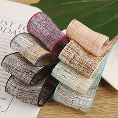 Belt fabric double color linen handmade DIY hair accessory material contrasting cotton linen band jewelry accessories double silk ribbon