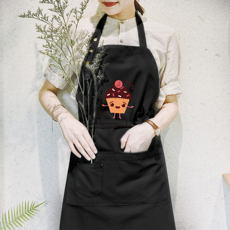 Delantal de estilo coreano imprimible Impresión de logotipo leche tienda de té café femenino pastel hecho a mano para hornear trajes masculinos