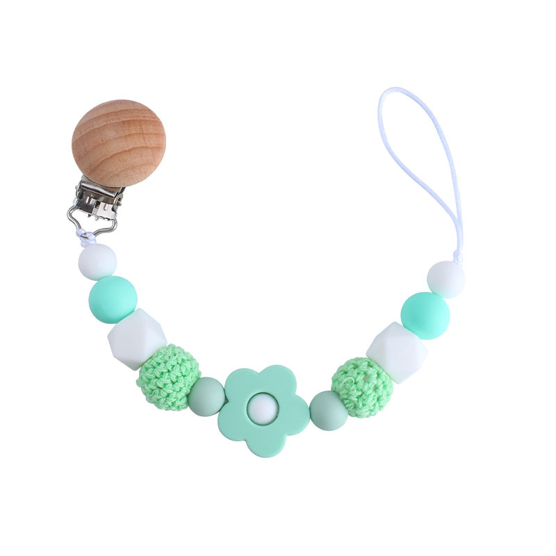 Nuevo bebé haya chupete clip bebé creativo calmante cuentas de silicona Rosa mordedor Cadena de chupete cadena anti-gota
