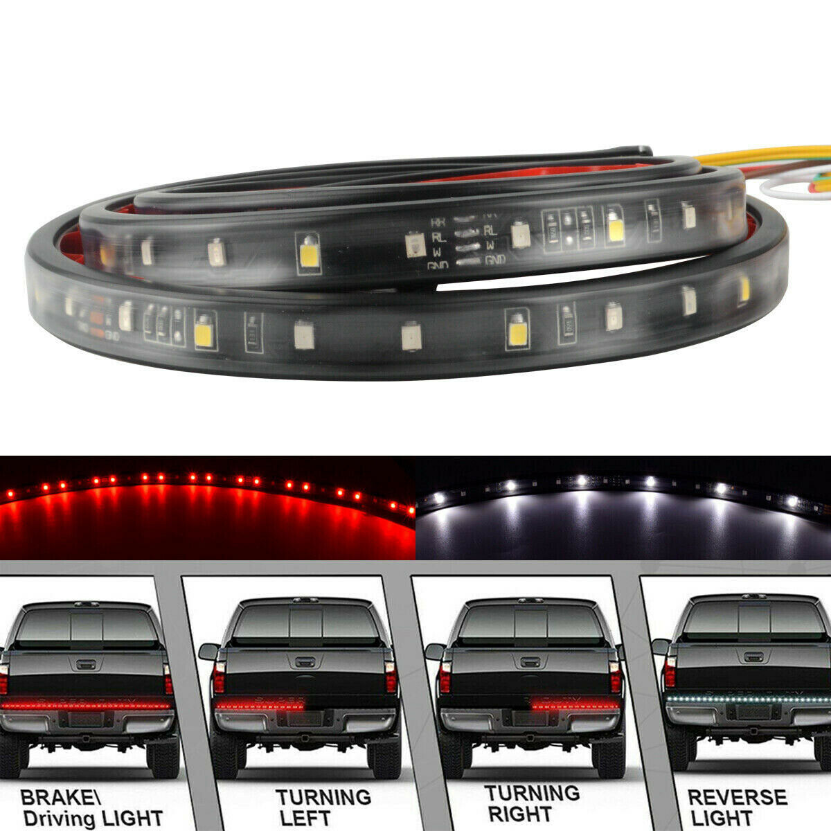 60 pulgadas pickup especial LED de dirección de freno bicolor LED tailgate luz barra