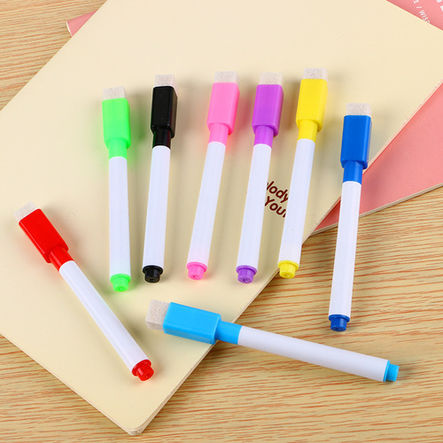 Small color whiteboard pen black core large pen office erasable pen meeting creative water-based marker with brush wholesale