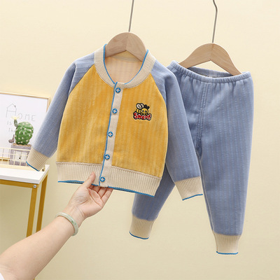 children sweater Autumn and winter new pattern Long sleeve motion Cardigan coat Children keep warm suit baby knitting Base coat