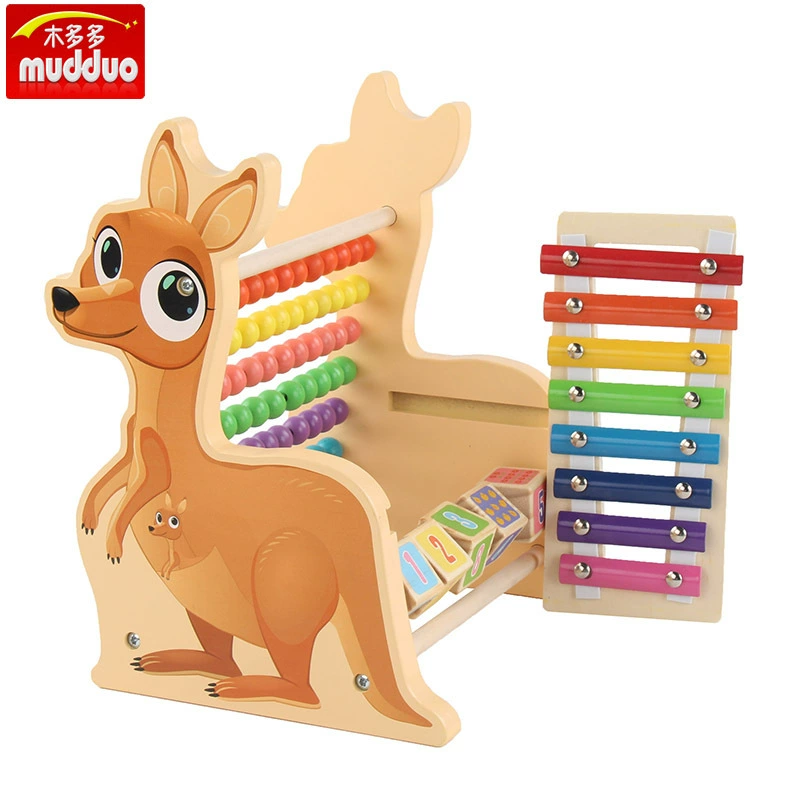 Деревянная игрушка с ксилофоном и счётами кенгуру