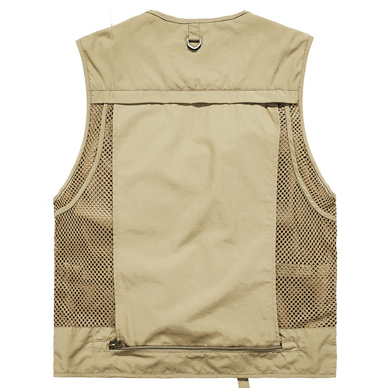 Chaleco casual al aire libre transfronterizo de Amazon para hombres nuevo tamaño extra grande ropa de trabajo multi-Bolsillo de secado rápido de malla Chaleco de pesca