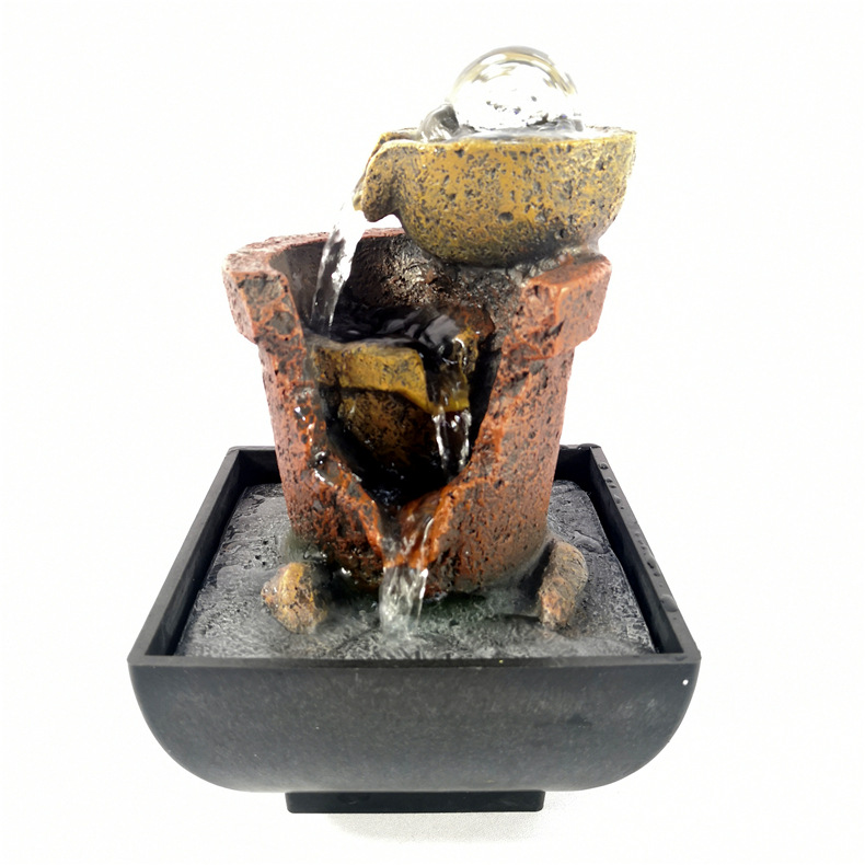 树脂流水喷泉摆件厂家直销办公桌面小摆件工艺品家居饰品一件代发|ms