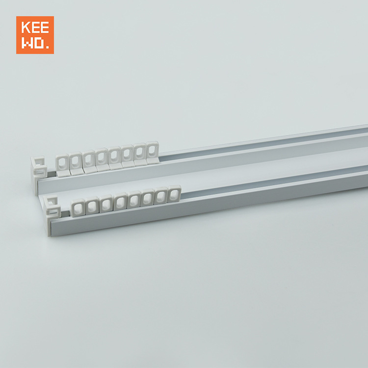 [Foreign Trade Wholesale] Export aluminum alloy double-track curtain track double-row straight track silent slider rail white slide rail