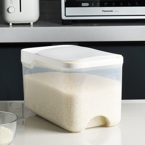 Sealed Rice Storage Bin, Thickened Grain Bucket, Multi-Grain Container, Home Use Rice Storage Jar with Pest and Moisture Proof, Comes with Measuring Cup