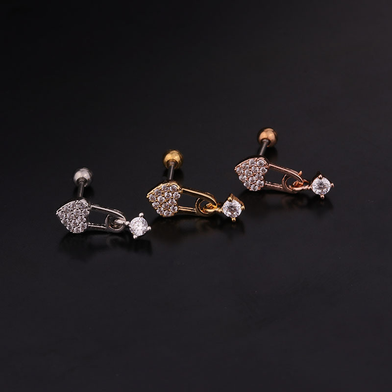 Ear Cartilage Rings & Studs Flower 316 Stainless Steel  Copper Inlaid Zircon display picture 3