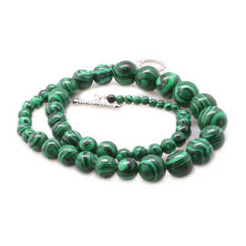 圆形绿孔雀石塔珠项链 DIY手工串珠项链4-12mm