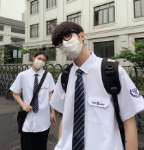 原创正版dk制服男女学生短袖白衬衫夏季正统学院风情侣jk衬衣班服