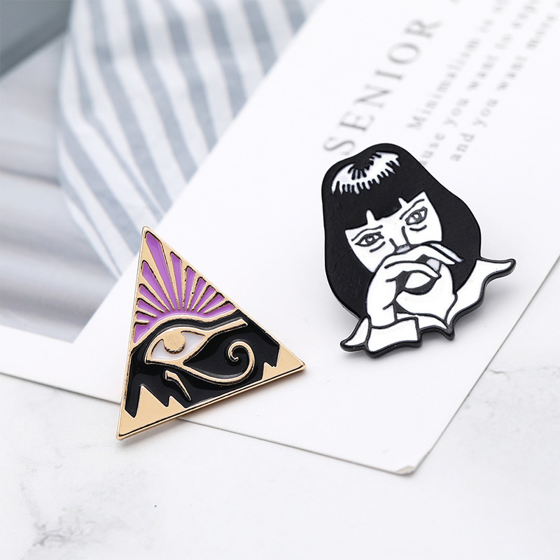 Fashion Personality New Chest Lonely Girl Brooch Egyptian Eye Wild Alloy Drop Oil Denim Shirt Badge Wholesale Nihaojewelry display picture 4