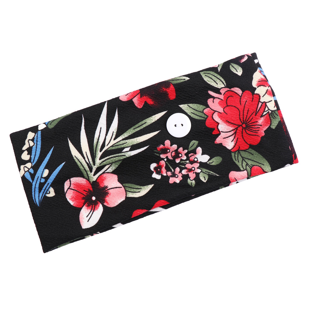 Korean Cotton Headband Turban Two-color Floral Soft Yoga Sports Elastic Headband Wholesale Nihaojewelry display picture 1