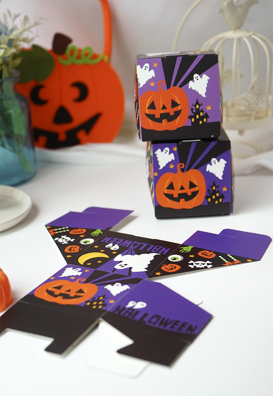 国境を越えた新しいハロウィーンパーティーは、四角い手作りオムレツクッキーdiyクリエイティブ包装紙砂糖箱をカバーしています|undefined