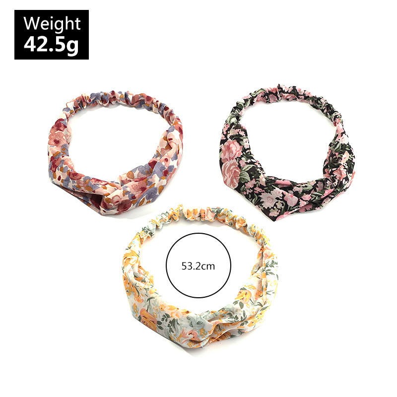Korean Fashion Flower Fabric Printing Headband Cross-knotted Face Wash Headband display picture 2