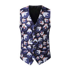 新款圣诞马甲 新年款男士圣诞节3D圣诞印花马甲 SD40