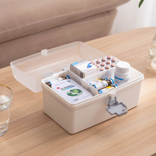 Household dust-proof large-capacity medicine box first aid care medicine storage box family portable multi-layer plastic medicine box