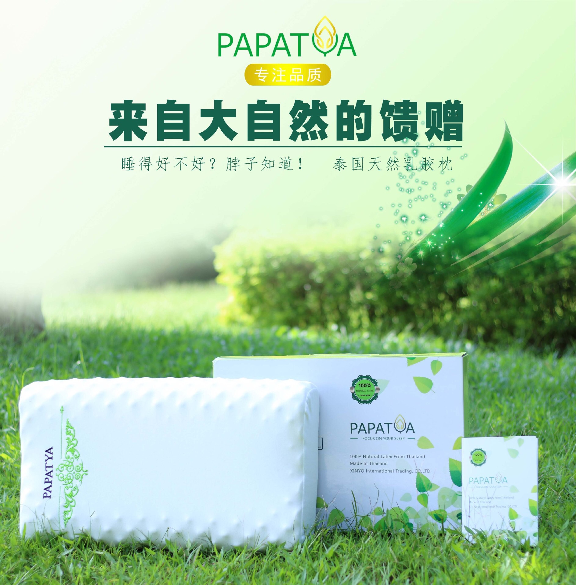泰国进口PAPATYA天然乳胶枕椎按摩保健枕乳胶枕头乳胶床垫|ru