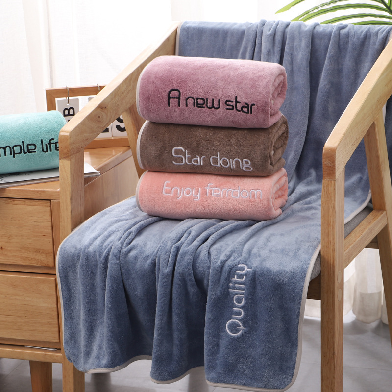 New microfiber bath towel soft absorbent gift adult embroidery generation bath daily necessities Super wholesale