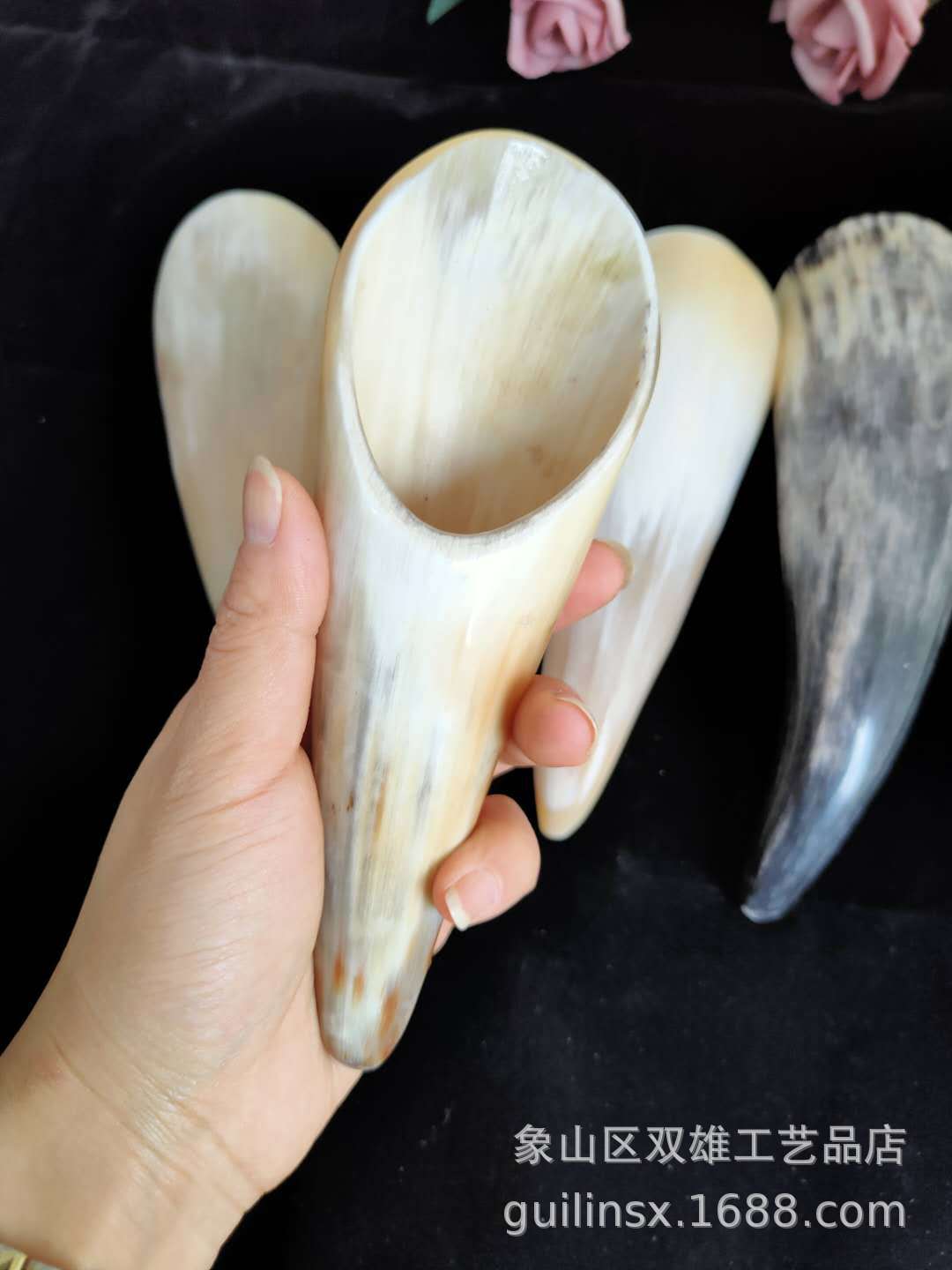 牛角刮痧筒 男女保健刮痧按摩棒牛角茶勺身体护理工具12-20公分