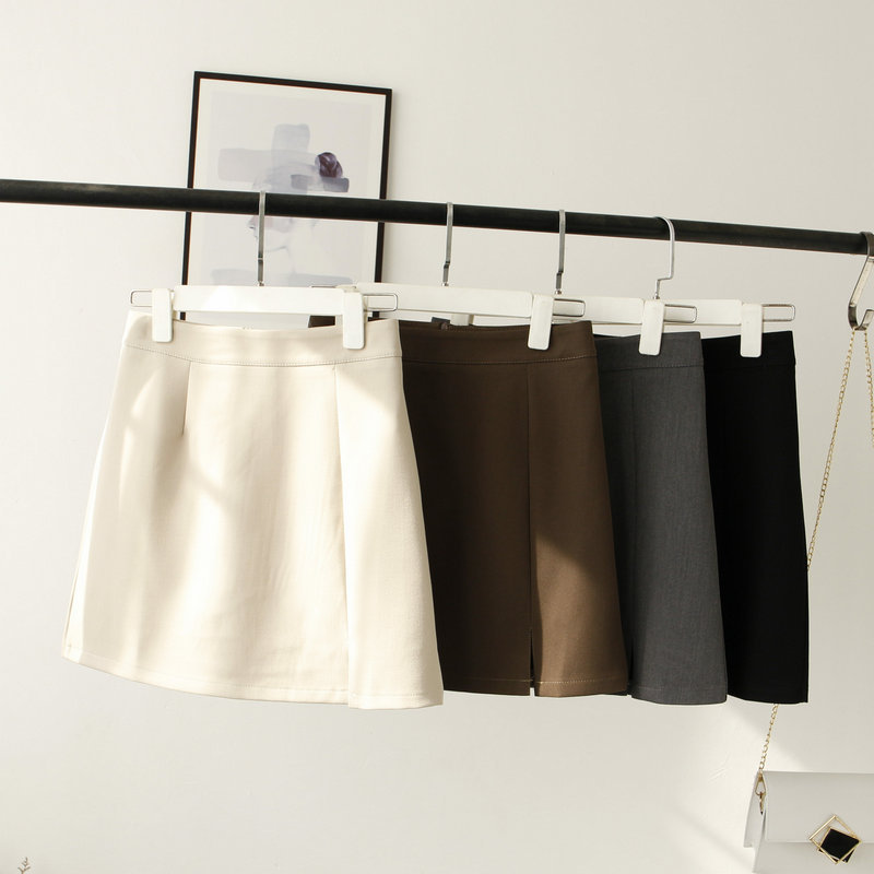 [比正]2022春装新品 韩版女装A字短裙防走光内衬半身裙批发4087