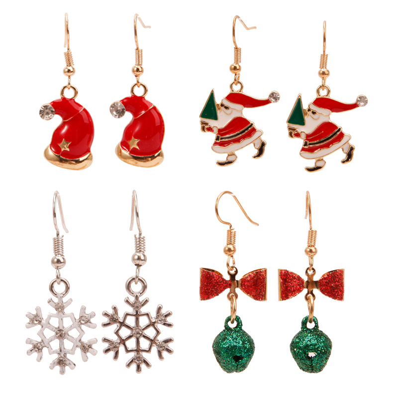 Fashion Santa Claus Christmas Socks Bell Epoxy Alloy Earrings display picture 13