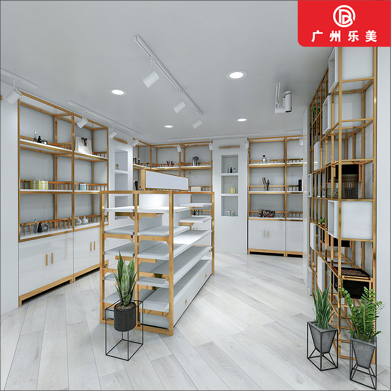 轻奢商超化妆品展示柜柜台美容院货架展示架置物架流水公共放置台