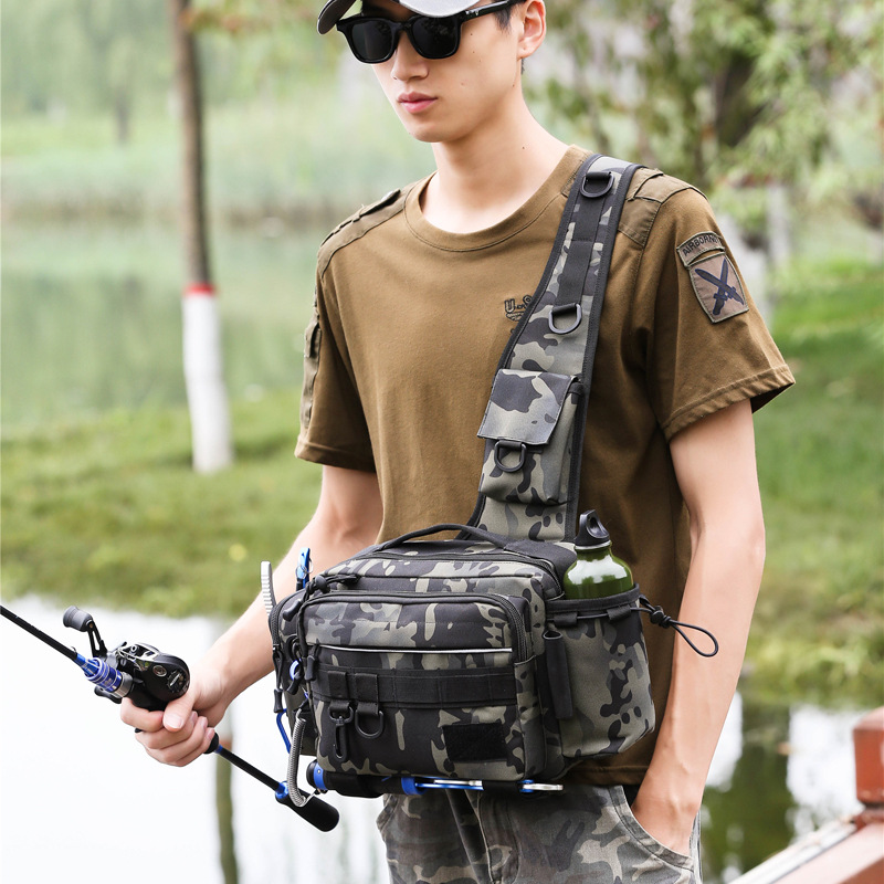Bolso de Luya multifuncional bolso de la cintura bolso crossbody bolsa de caña de pescar mochila impermeable al aire libre bolsa de pesca