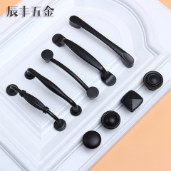 黑色鋅合金拉手美式櫥櫃五金拉手抽屜衣櫃門拉手歐式現代簡約把手