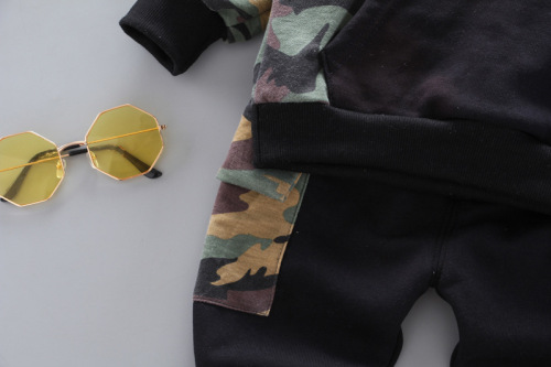  children's versatile autumn new style boys' loose children's clothing T-shirt long-sleeved sweatshirt camouflage pants suit one piece drop shipping