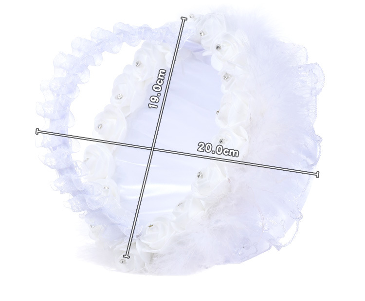 Cross-border new European-style ostrich wool rose hand-held handmade flower basket, creative bride wedding flower basket, children's flower basket detail image 4