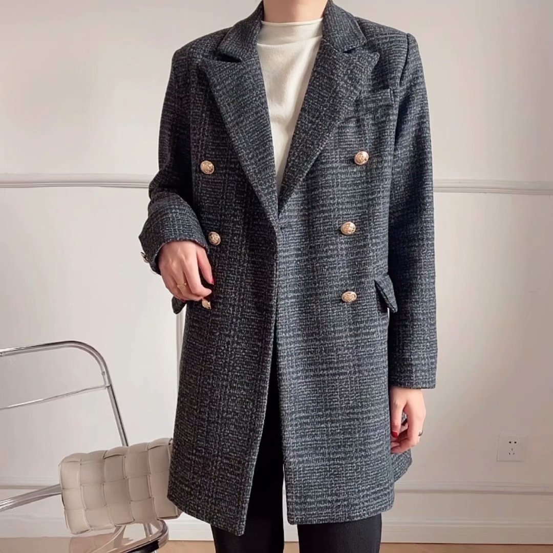 lapel double-breasted button coat NSAM7570