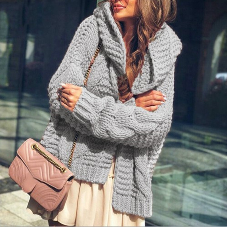 Transfronterizo de las mujeres Amazon suéter de las mujeres 2023 otoño e invierno europeo y americano de punto cardigan con capucha capa superior