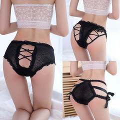 New Women's Triangle Pajamas Lace Mesh Airflow Pajama Underwear Bandage Low Waist Sexy Cotton Crotch Comfortable Breathable