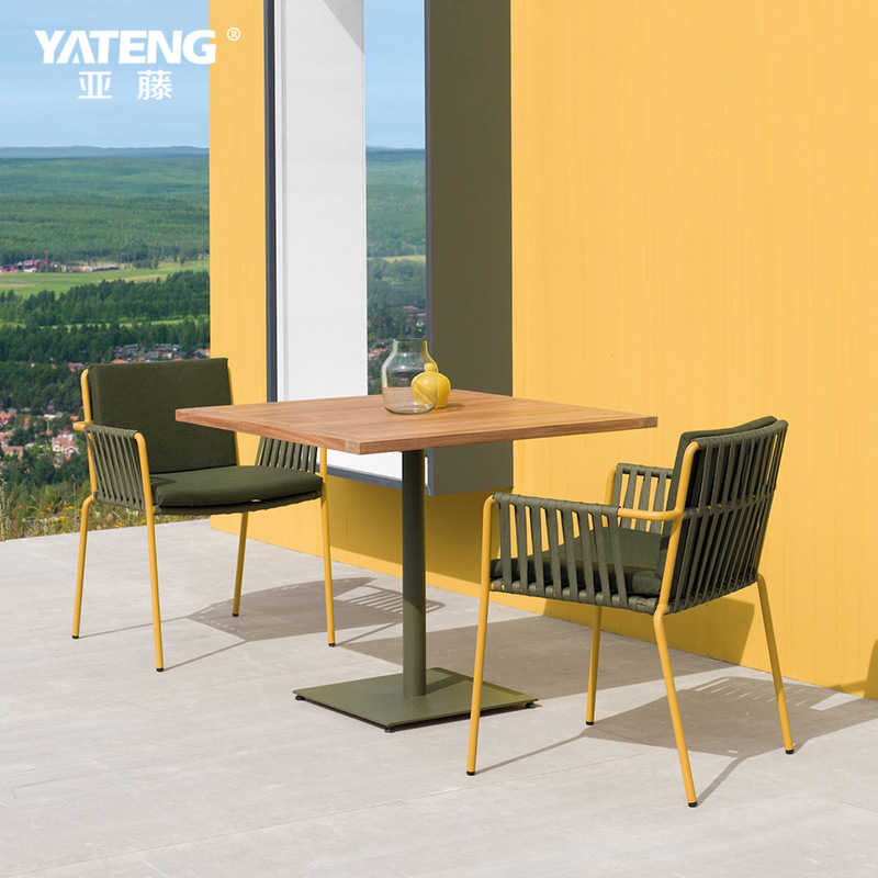 沃登 户外阳台桌椅设计师北欧藤编餐椅 休闲庭院露天咖啡厅编绳椅|ms