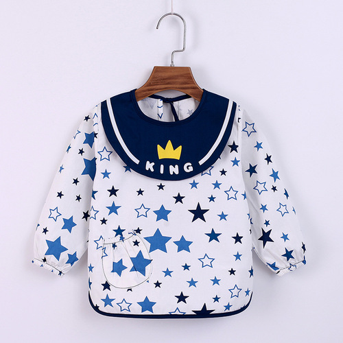 Baby overall spring and autumn pure cotton waterproof thin children's eating coat for boys apron for girls reverse dress baby bib