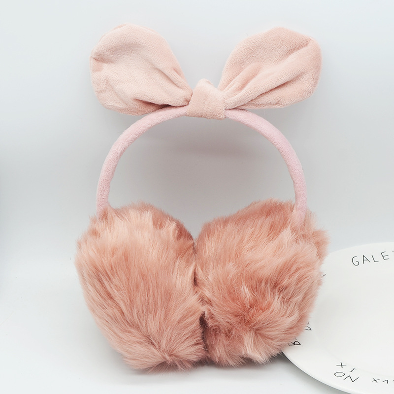 韩版新款可爱兔耳朵蝴蝶结耳套女士冬季仿兔毛超大耳暖保暖耳罩