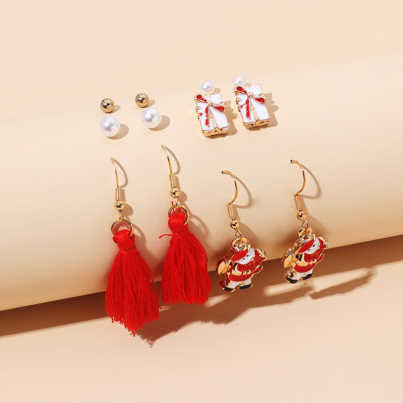 8g Weight Earrings Classification Wedding, Travel Occasion Women'S Gender Vintage Style Style  New  Cute Cartoon Christmas Earrings Set 8