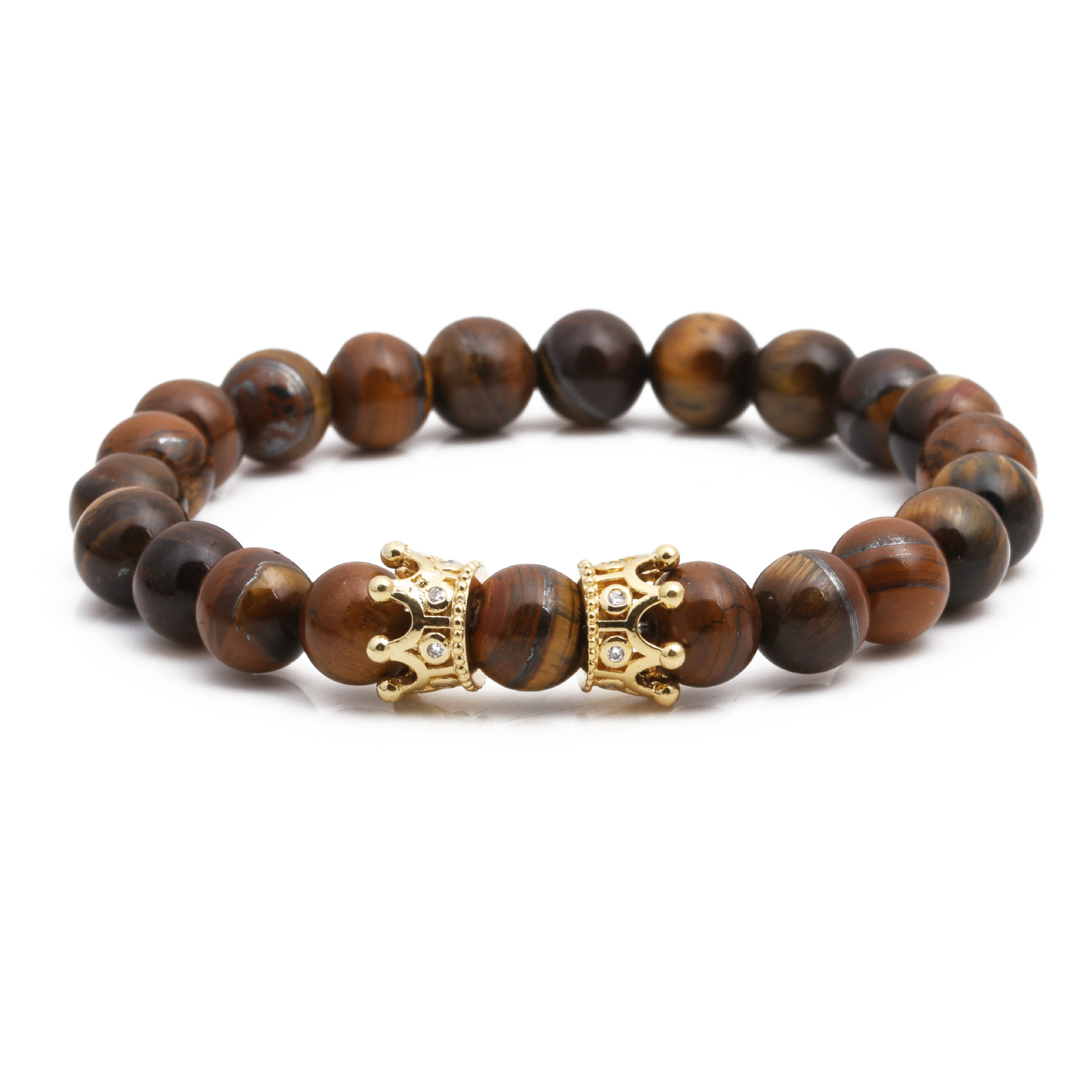 Fashion Tiger Eye Beaded DIY Lion Head Bracelet White Turquoise Lion Head Bracelet