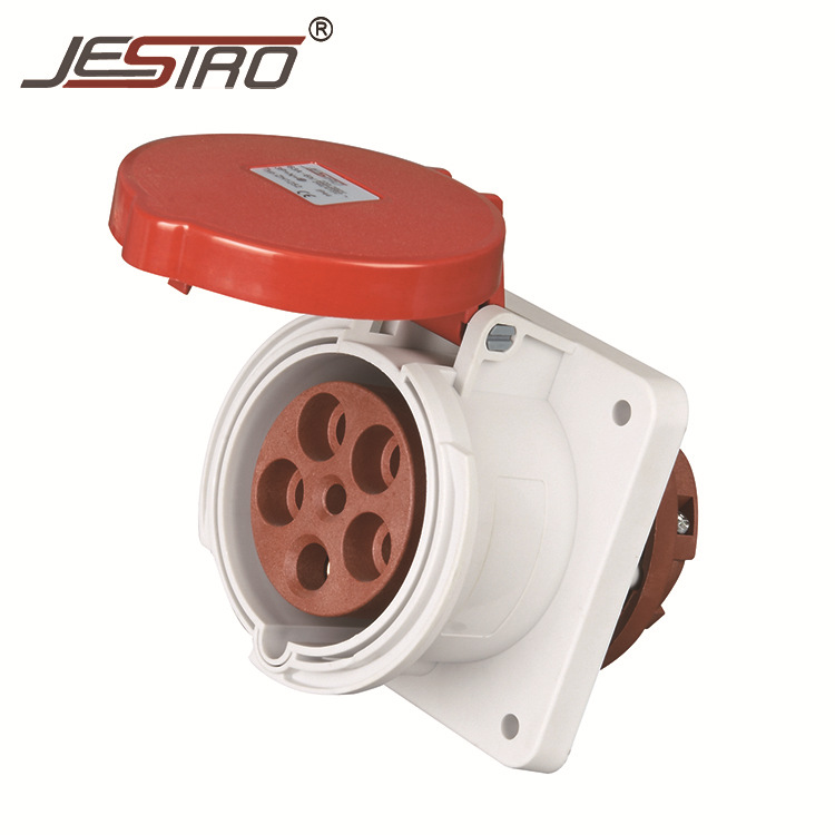 中穗 ZH1252 IP44 5P 63A 红色暗装直插座 三代防水工业插头插座