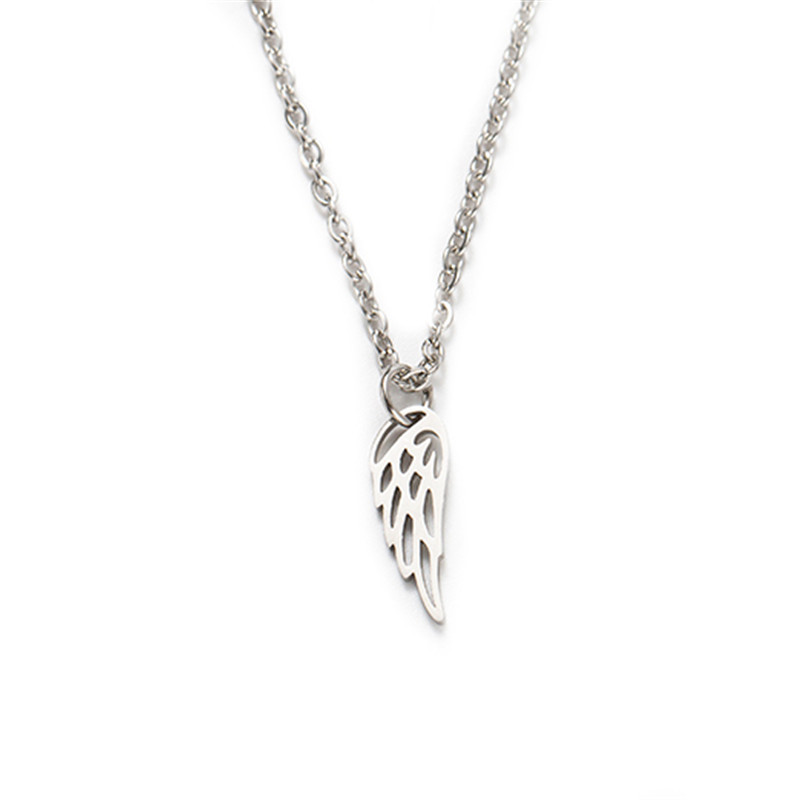 Hot Sale Titanium Steel Full Polished Laser Cutting Dream Wings Necklace display picture 3