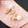 Fashionable earrings from pearl, simple and elegant design, silver 925 sample, Korean style