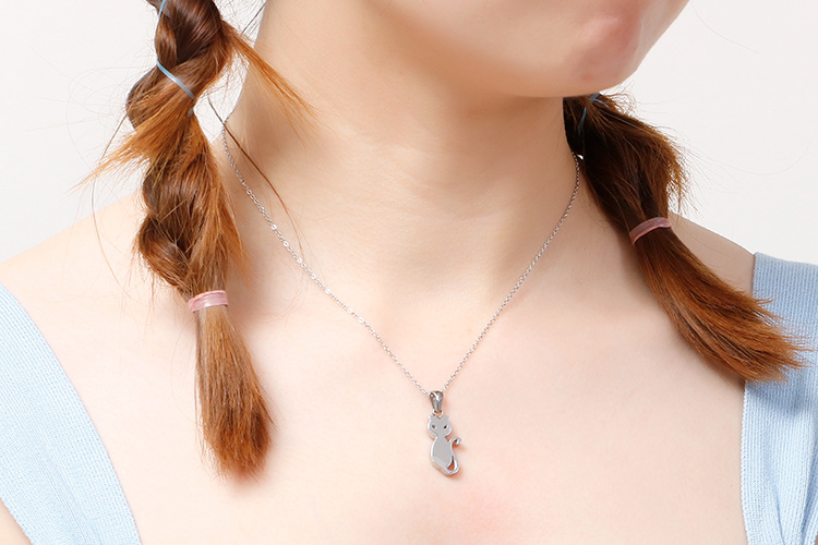 Stall Goods Live Supply Stainless Steel Cute Pet Kitty Necklace Female Fashion Creative Cat Ornament