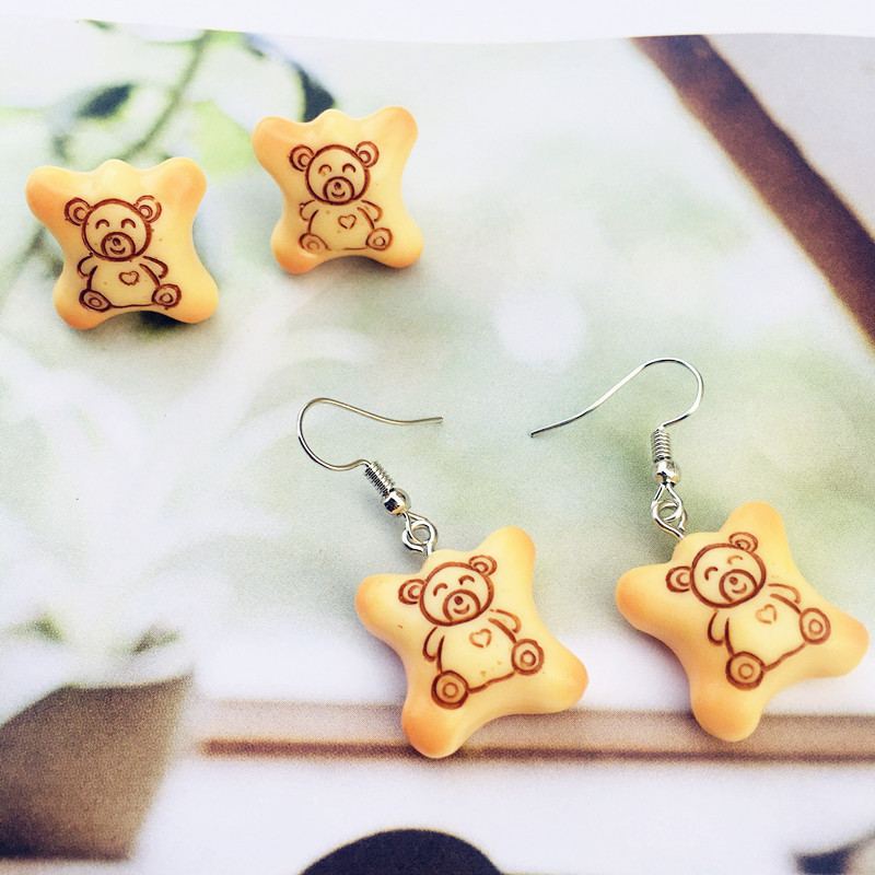 Creative Bear Biscuit Earrings Cute Bear Resin Drop Earrings display picture 2