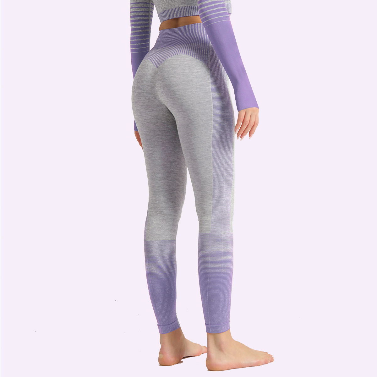 striped knitted yoga fitness yoga pants  NSLX30970