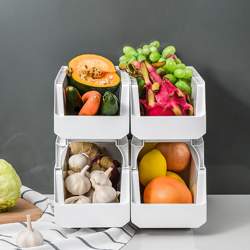 Kitchen shelves can be stacked with fruit and vegetable storage baskets, vegetable baskets, drawer storage baskets, plastic sundries baskets with multiple layers