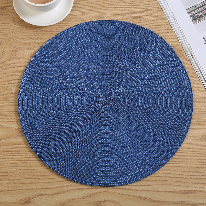 Wholesale of Japanese-style colored woven table MATS, PP eco-friendly round Western placemats, heat-insulating, waterproof and mold-proof tablecloth coasters detail image 14